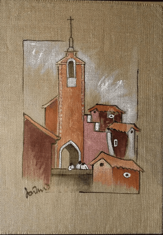 Tableau toile de jute Roussillon