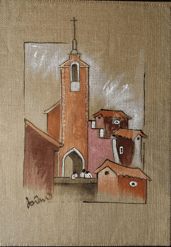 Tableau toile de jute Roussillon