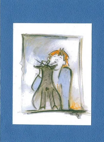 sous verre corse modele jeune homme et son chat 2